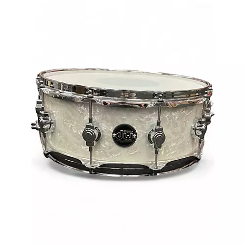 Used DW 5.5X14 Performance Series Snare Pearl White Drum Pearl White 10