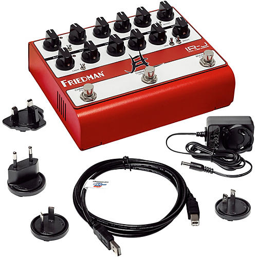 Friedman IRJ Dual Tube Jake E Lee Signature Dual-Tube Preamp DI+IR Dual-Channel 12AX7 Tubes Effects Pedal Red and White
