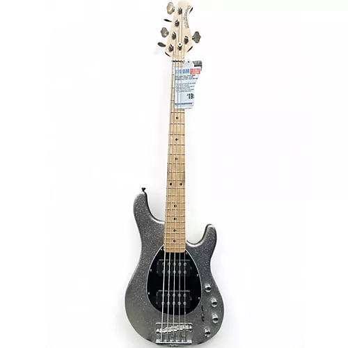 Used Ernie Ball Music Man Sterling 5 String Silver Sparkle Electric Bass Guitar Silver Sparkle