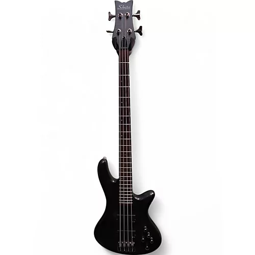Used Schecter Guitar Research stiletto studio 4 see thru black satin Electric Bass Guitar see thru black satin