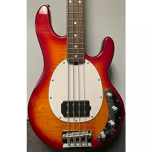 Used Sterling By Music Man Ray34 Flame Maple Heritage Cherry Sunburst Electric Bass Guitar Heritage Cherry Sunburst