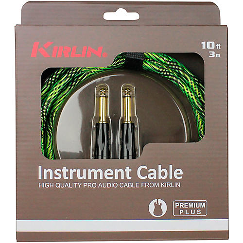 Kirlin IWB Black/Green Woven Instrument Cable 1/4