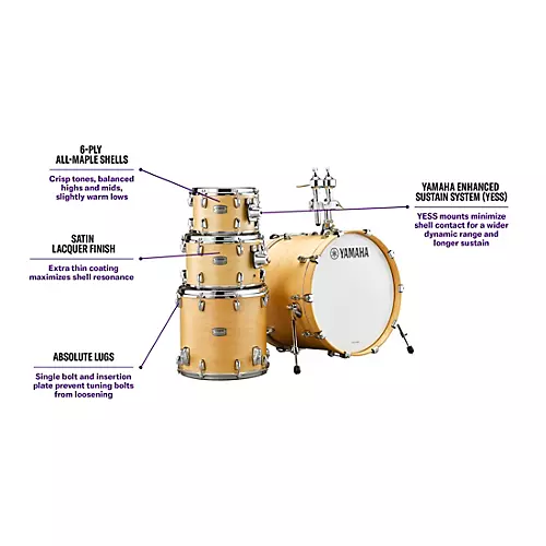 Yamaha Tour Custom Maple 4-Piece Shell Pack With 22