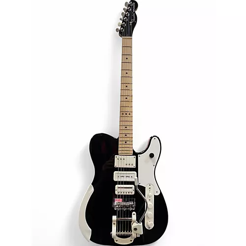 Used Fender ack White Triplecaster Telecaster Black Solid Body Electric Guitar Black