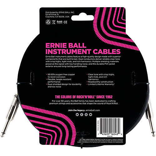 Ernie Ball Straight Instrument Cable - Black 15 ft.