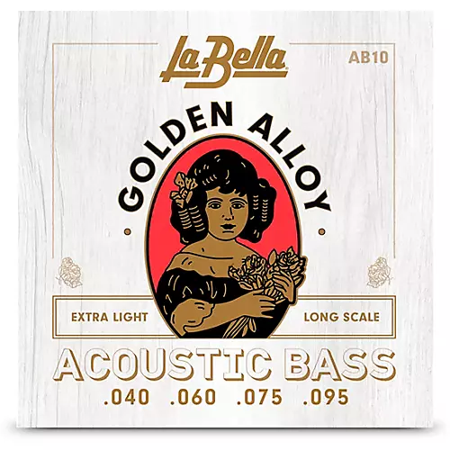 LaBella Golden Alloy Long Scale Acoustic Bass Strings Light (45 - 100)