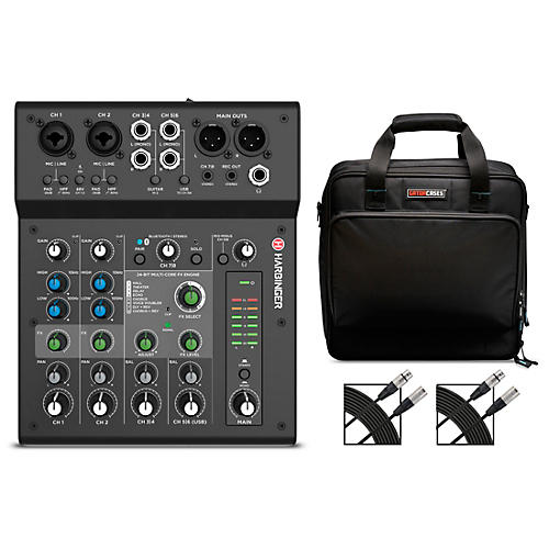 Harbinger LX8 8-Channel Analog Mixer With Gator Mixer Bag and Cables