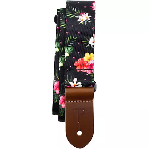Perri's Floral Hibiscus Polyester Ukulele Strap White 1.5 in.