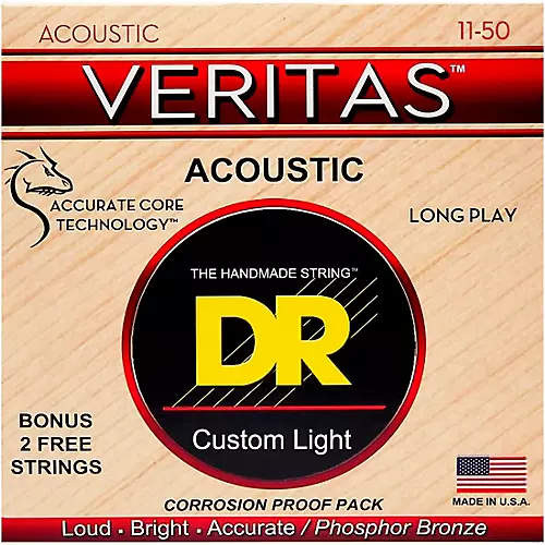 DR Strings Veritas - Perfect Pitch with Dragon Core Technology Custom Light Acoustic Strings (11-50)