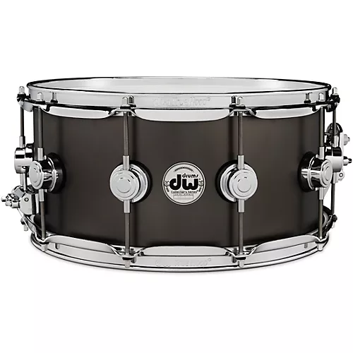 DW Collector's Series Satin Black Over Brass Snare Drum With Chrome Hardware 14 x 6.5 in.