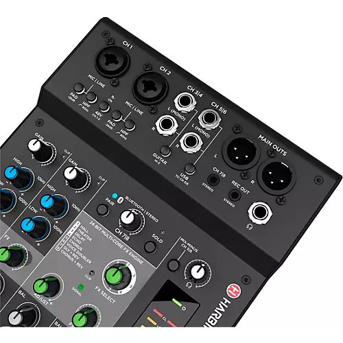 Harbinger LX8 8-Channel Analog Mixer With Bluetooth, FX and USB Audio