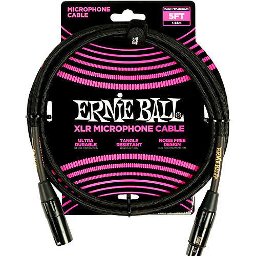 Ernie Ball Braided XLR Microphone Cable 5 ft. Black
