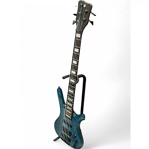Used Warwick Corvette Double Buck 5 String Trans Blue Electric Bass Guitar Trans Blue