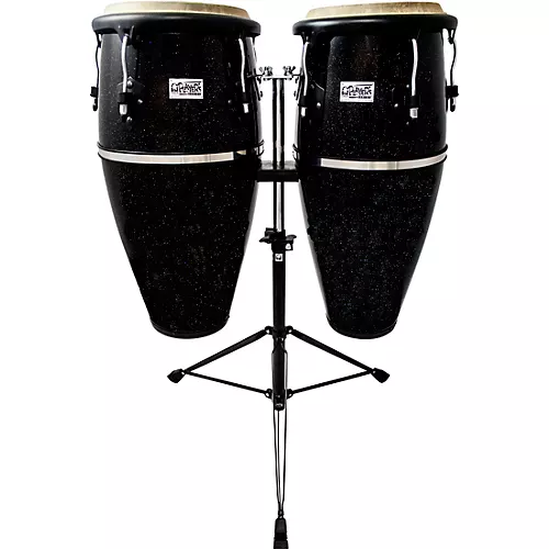Toca Players Series Fiberglass Congas With Double Conga Stand 10 and 11 in. Black Sparkle