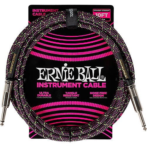 Ernie Ball Braided Instrument Cable Straight/Straight 10 ft. Purple Python
