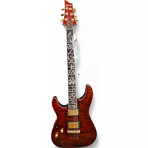 Used Schecter Guitar Research C1 Classic Left Handed Cherry Sunburst Electric Guitar Cherry Sunburst