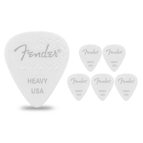 Fender 351 Shape Wavelength Celluloid Guitar Picks (6-Pack), White Heavy
