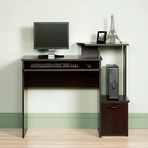 SAUDER WOODWORKING CO. Workstation Computer Desk with CPU Storage Space for Gaming and Content Creation Cinnamon Cherry