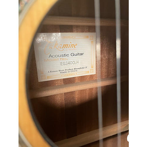Used Takamine EG340C Left Handed Natural Acoustic Electric Guitar Natural