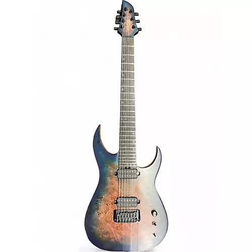 Used Schecter Guitar Research km-7 mkiii Blue Burst Solid Body Electric Guitar Blue Burst