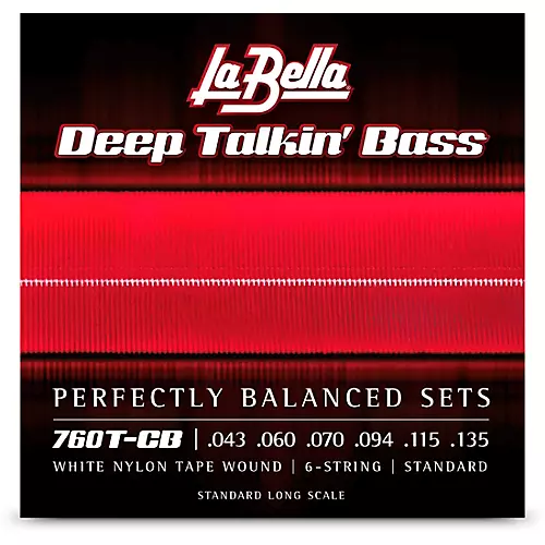 LaBella 760T-CB Deep Talkin Bass White Nylon Tape Wound 6-String Bass Strings - Standard 43 - 135