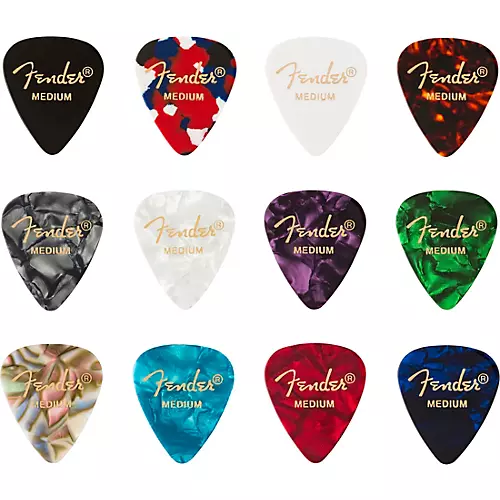 Fender 351 Shape Celluloid Medley Guitar Picks Heavy 12 Pack