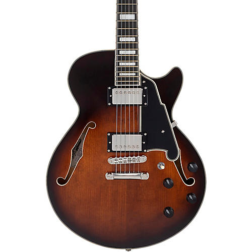 D'Angelico Premier SS Semi-Hollow Electric Guitar With Stopbar Tailpiece Brown Burst