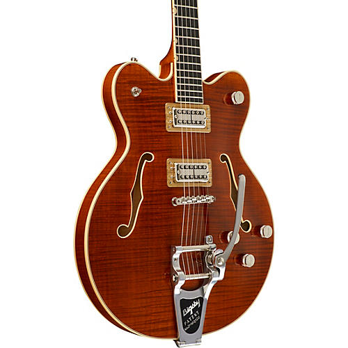 Gretsch Guitars G6609TFM Players Edition Broadkaster Center Block Electric Guitar With String-Thru Bigsby and Flame Maple Bourbon Stain
