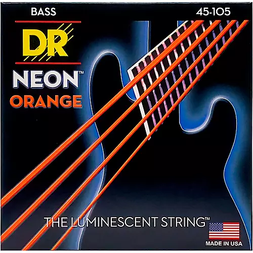 DR Strings NEON Hi-Def Orange Bass SuperStrings Medium 4 String