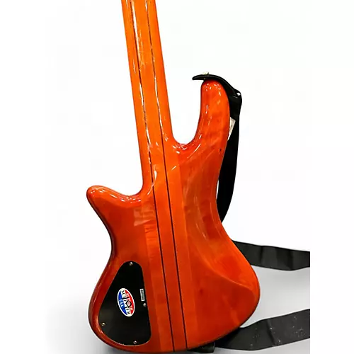 Used Schecter Guitar Research Stiletto Elite 5 String Quilted Orange Electric Bass Guitar Quilted Orange