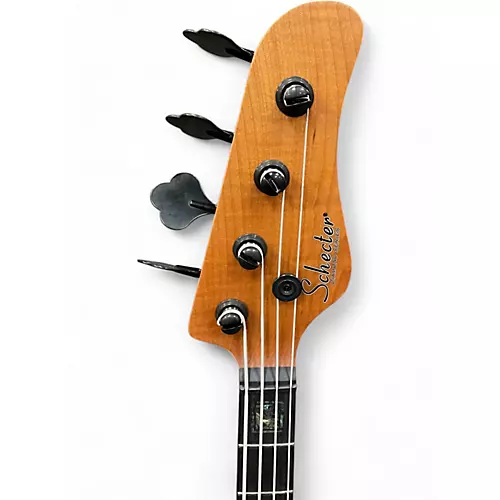 Used Schecter Guitar Research Model T 4 Exotic Black Limba Electric Bass Guitar Black Limba