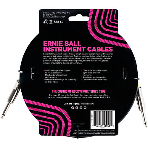 Ernie Ball Straight Instrument Cable - Black 15 ft.