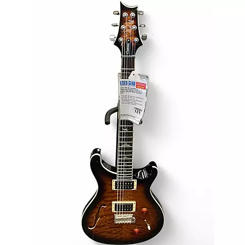 Used PRS SE Custom 22 Semi-Hollowbody Black gold burst Hollow Body Electric Guitar Black gold burst