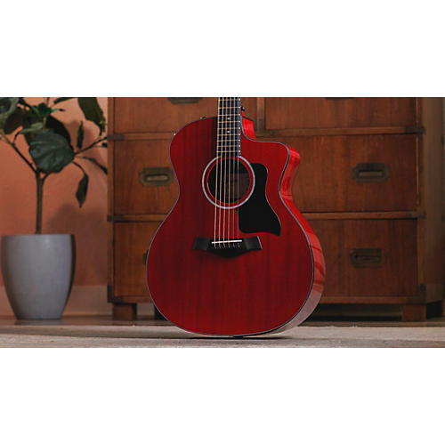 Taylor 224ce Mahogany Special-Edition Grand Auditorium Acoustic-Electric Guitar Trans Red