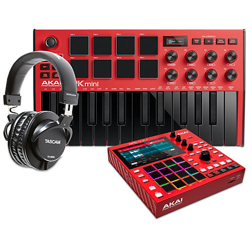 Akai Professional MPC ONE+ Standalone Production Center With MPK mini mk3 and Headphones Red