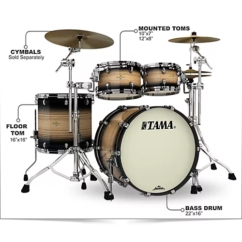 TAMA Starclassic Maple Exotix Pacific Walnut 4-Piece Shell Pack with 22
