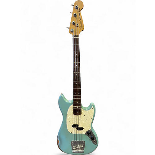 Used Fender Justin Meldal-Johnsen Road Worn Mustang Faded Daphne Blue Electric Bass Guitar Faded Daphne Blue
