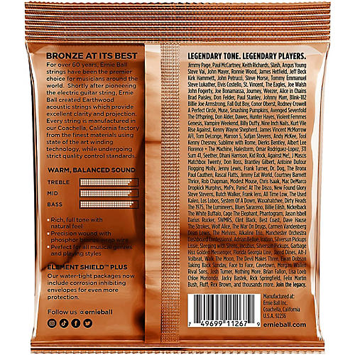 Ernie Ball Earthwood Medium Phosphor Bronze Acoustic Guitar Strings 3 Pack 13 - 56