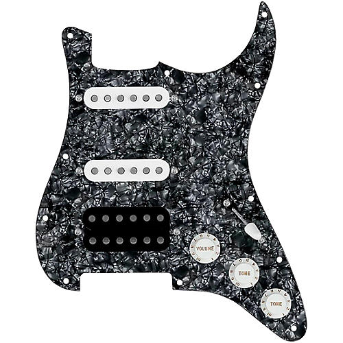 920D Custom HSS Loaded Pickguard For Strat With An Uncovered Cool Kids Humbucker, White Texas Grit Pickups and Black Knobs Black