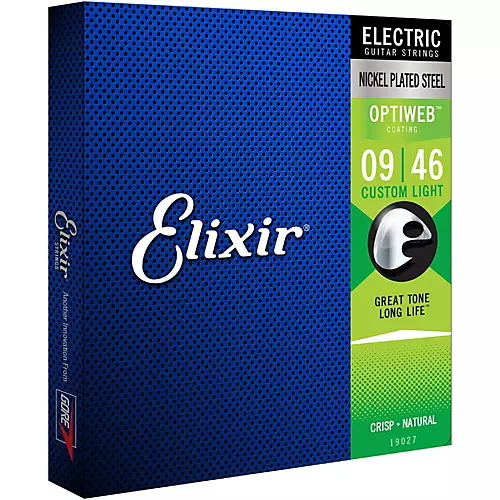 Elixir Electric Guitar Strings With OPTIWEB Coating, Custom Light (.009-.046) 2-Pack