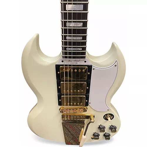 Used Epiphone Inspired by Gibson Custom 1963 Les Paul SG Custom With Maest Classic White Solid Body Electric Guitar Classic White