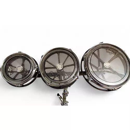 Used Remo 6X10 Rototom Black and Silver Roto Toms Black and Silver 77
