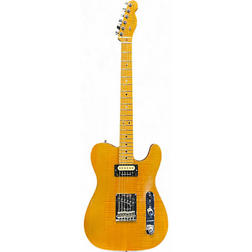 Used 2012 Fender American Select Telecaster Flame Maple Top Chambered Ash Body Trans Amber Hollow Body Electric Guitar Trans Amber