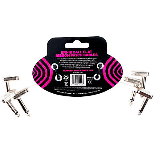 Ernie Ball Flat Ribbon 3-Pack Patch Cables 12 in. Red