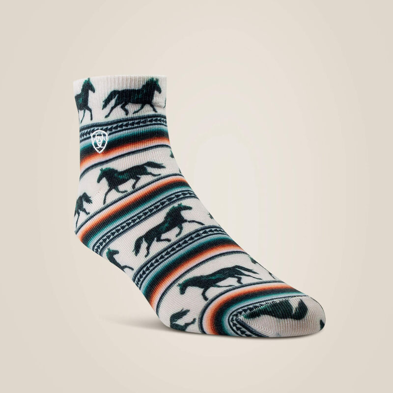 Serape Horseprint Qtr Crew 2 Pair Multi Color Pack