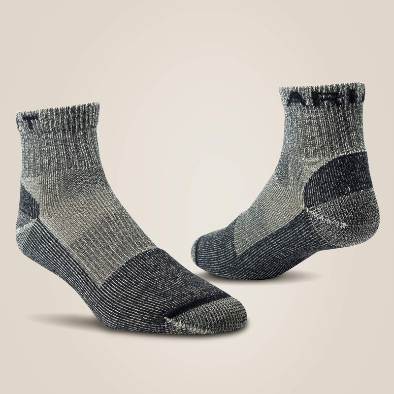 Lightweight Merino Wool Blend Quarter Crew Steel Toe Work Sock 2 Pair Pack