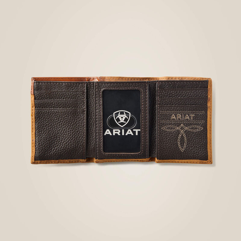 Trifold Wallet Floral Embroidery Run Stitch