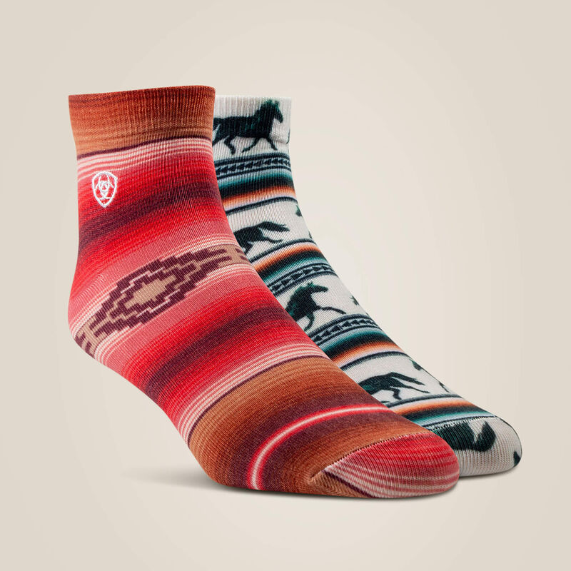 Serape Horseprint Qtr Crew 2 Pair Multi Color Pack
