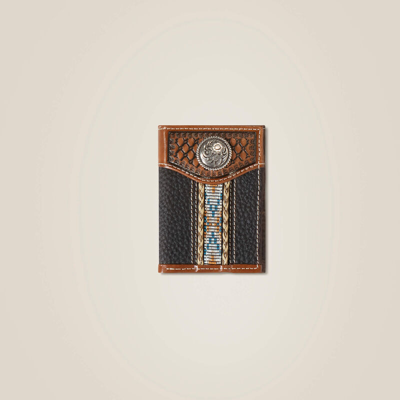 Braided Trim Trifold Wallet