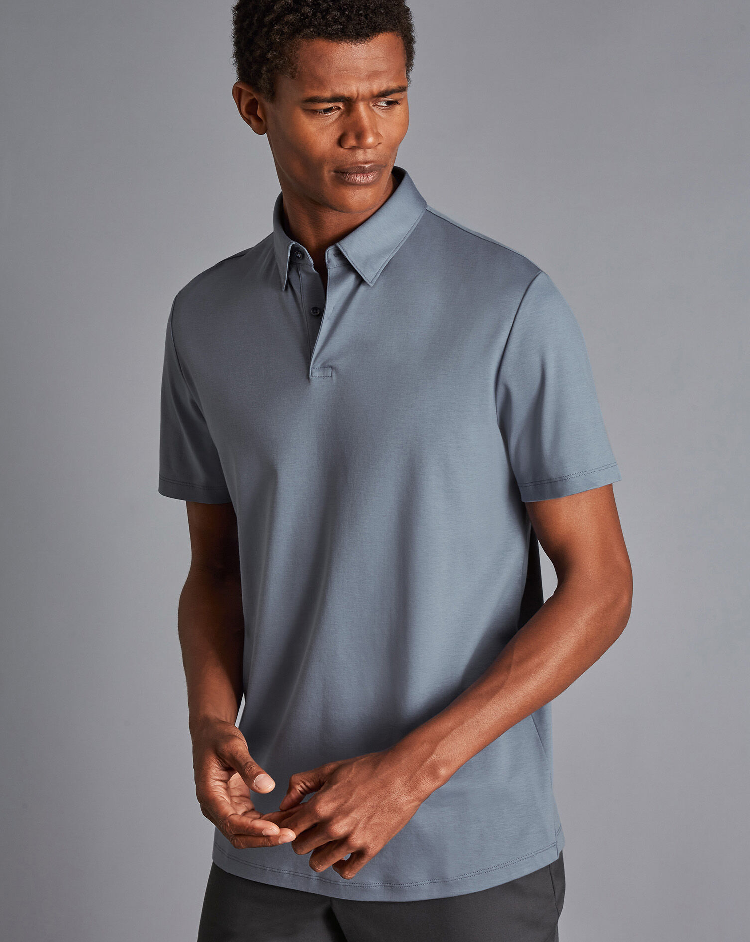 Charles Tyrwhitt Smart Jersey Polo - Steel Blue